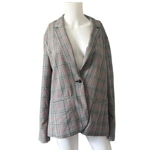 GAP Academy Blazer Gray and Pink Grid Plaid Career Work Womens Size 16